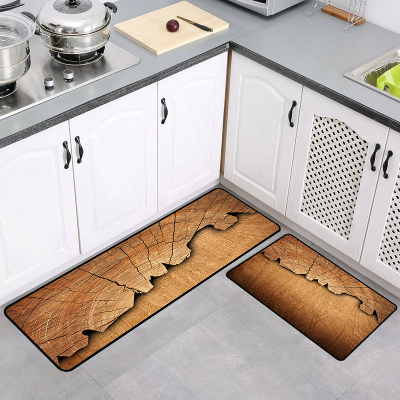 Wood Grain Anti-slip Kitchen Mat Long Bath Carpet Modern Entrance Doormat Tapete Absorbent Bedroom Living Room Floor Mat