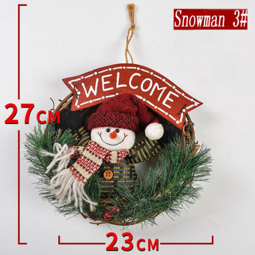 Merry Christmas Wreath Decor Xmas Party Home Door Wall Garland Flower Christmas Home Decor Ornaments 23CM for New Year