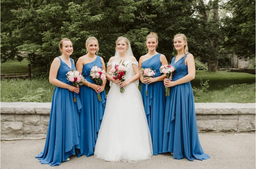 2019 Western Country Bridesmaid Dresses One Shoulder Floor Length Chiffon Maid Of Honor Dress Forest Wedding Party Prom Wear Cheap