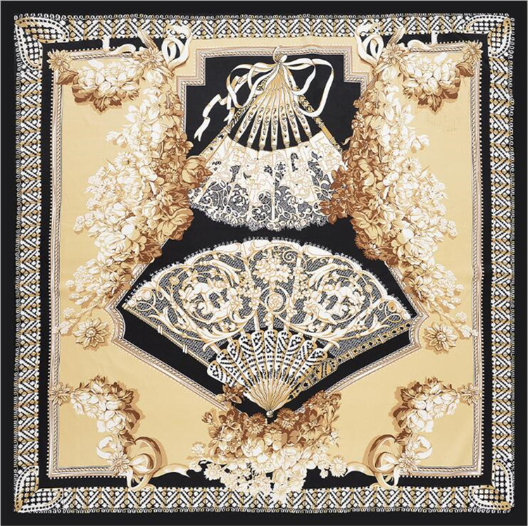 New Twill Silk Scarf Women Large Shawls Euro Retro Fan Print Stoles Square Bandana Fashion Kerchief Scarf Female Foulards Beach Towel 130cm
New Twill Silk Scarf Women Large Shawls Euro Retro Fan Print Stoles Square Bandana Fashion Kerchief Scarf Female Foulards Beach Towel 130cm