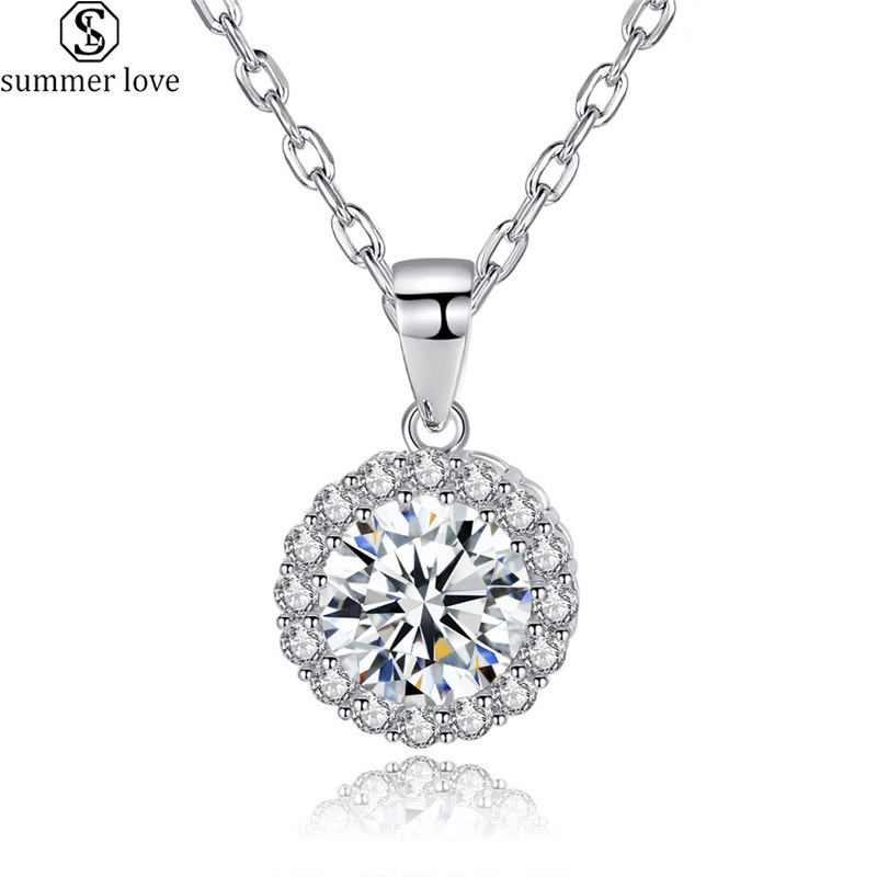 Classical Silver Gold Round Cut CZ Halo Pendant Necklace Cubic Zirconia Necklace Solitaire Round Cut Crystal Wedding Anniversary Jewelry-Z
Classical Silver Gold Round Cut CZ Halo Pendant Necklace Cubic Zirconia Necklace Solitaire Round Cut Crystal Wedding Anniversary Jewelry-Z