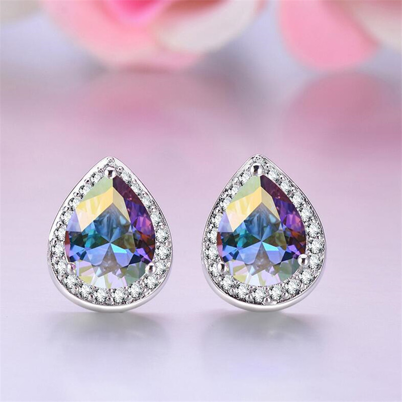 2020 New Arrival Sweet 5 Style Women Fashion Jewelry 925 Sterling Silver Colorful 5A Cubic Zircon Party Simple Lovely Stud Earring Gift