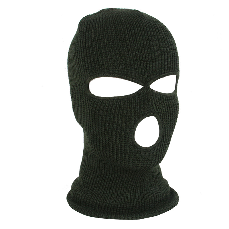 Full Face Cover Mask Three 3 Hole Balaclava Knit Hat Winter Stretch Snow Mask Beanie Hat Cap New Black Warm Face Masks