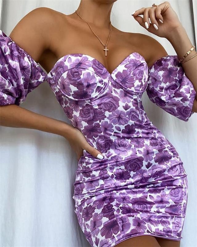 Townlike Short Puff Sleeve Off Shoulder Sexy Dress Women Print Mini Night Club Party Dress Backless Bodycon Summer Dresses 2020, Purple
Townlike Short Puff Sleeve Off Shoulder Sexy Dress Women Print Mini Night Club Party Dress Backless Bodycon Summer Dresses 2020, Purple