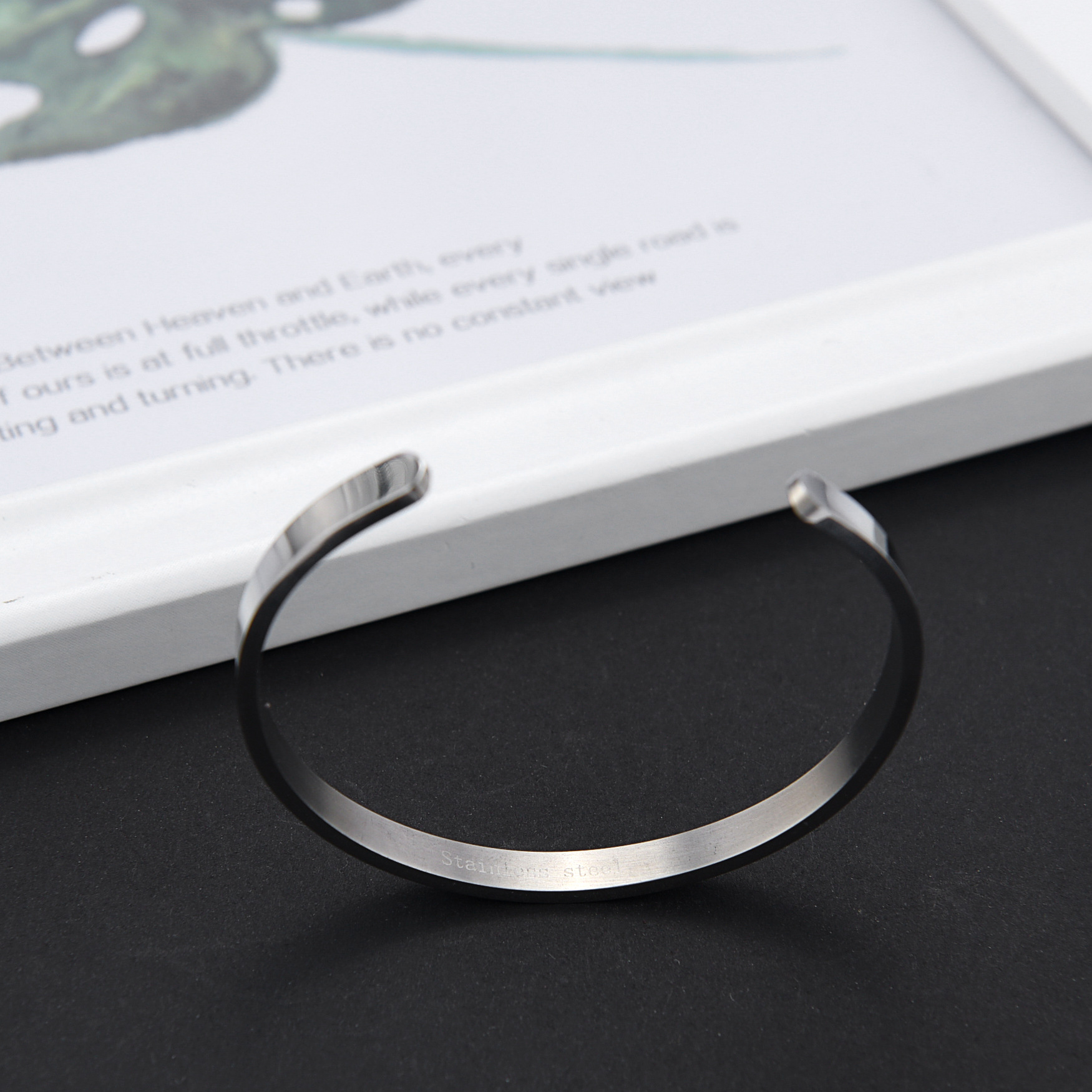 New PersonalizedStainless Steel Gold Silver Black Womens Blank Open Cuff Bangle Bracelet 5mm *15 .5cm Thin Wristband Lover Gifts Wholesale