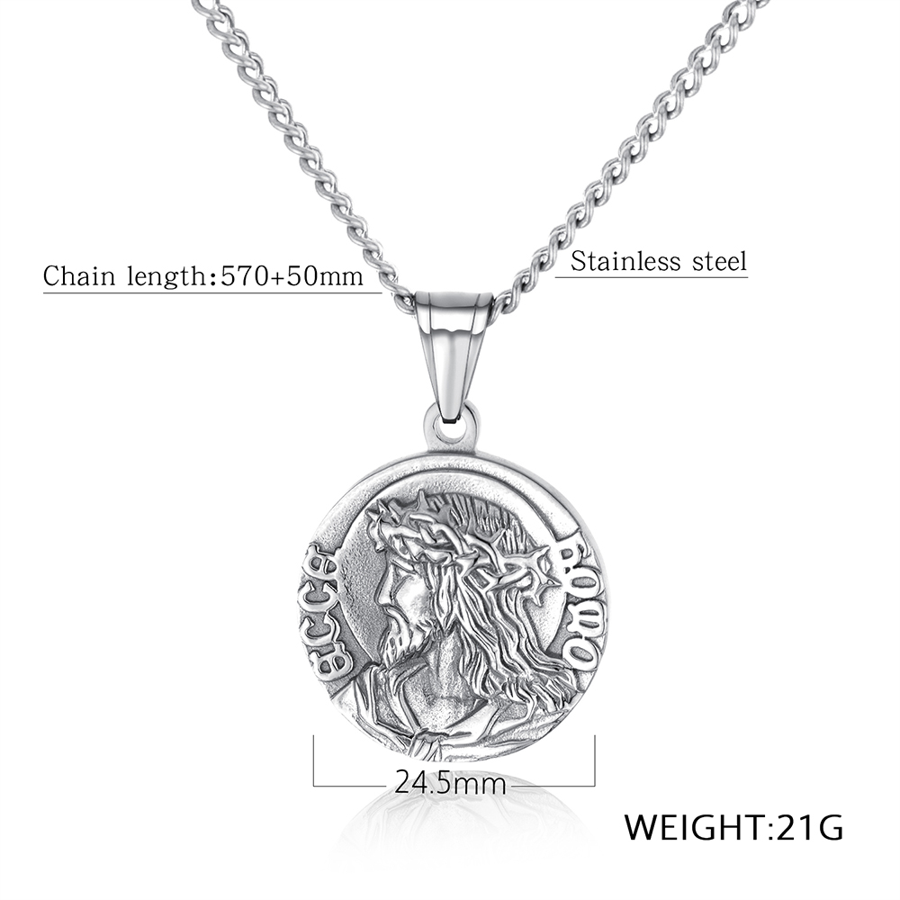 Engraved Jesus Pattem Pendants Necklace 316 Stainless Steel Men Women Religious Jewelry