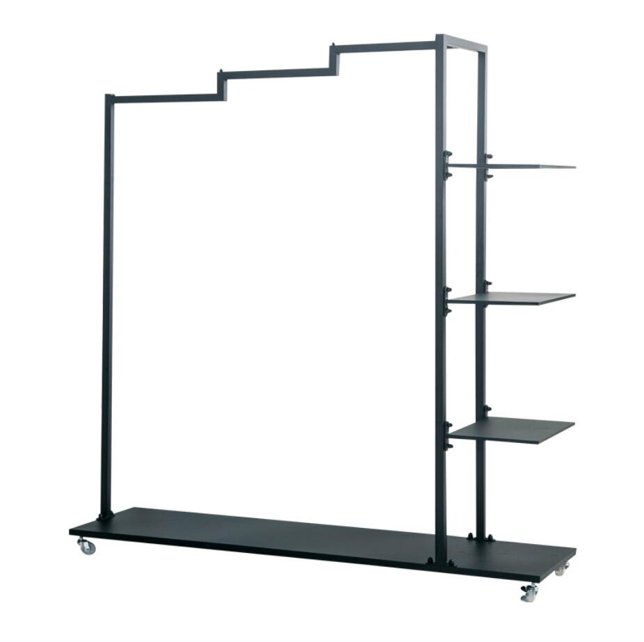 Wrought iron clothes rack Bedroom Furniture simple cloth hanger floor received push-pull mobile buy clothing pole type shelf