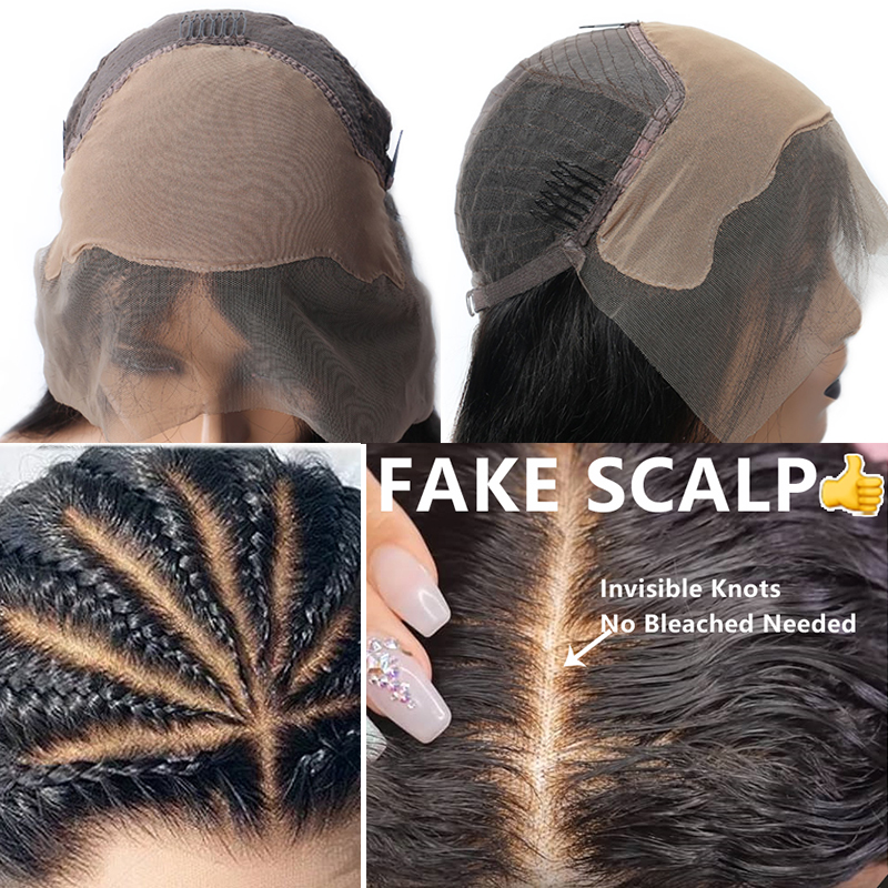 Fake Scalp 13x4 Deep 150 Density Invisible Lace Front Human Hair Wigs HD Transparent Wig Remy Loose Wave