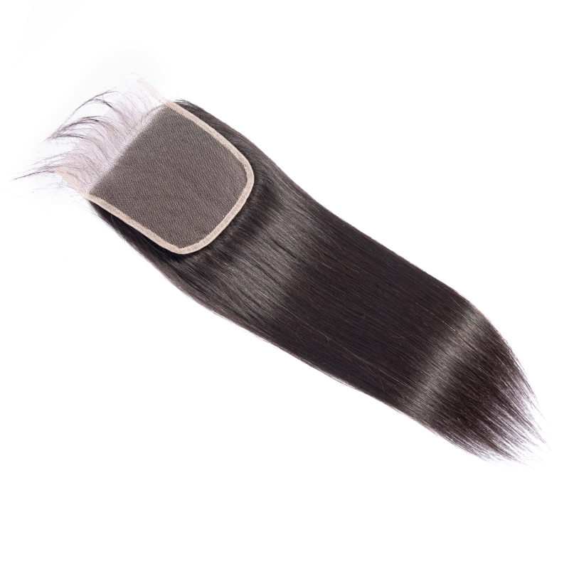 Mongolian Human 5X5 Lace Virgin Hair Closure 5*5 With Baby Hairs Top Closures 12-24Inch Natural Color