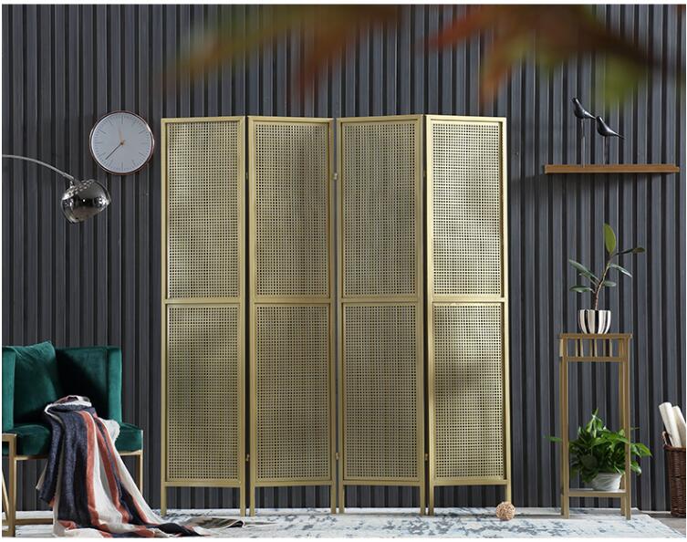 Openwork Screen iron partition living Room Dividers decoration mobile folding simple small house push-pull screens