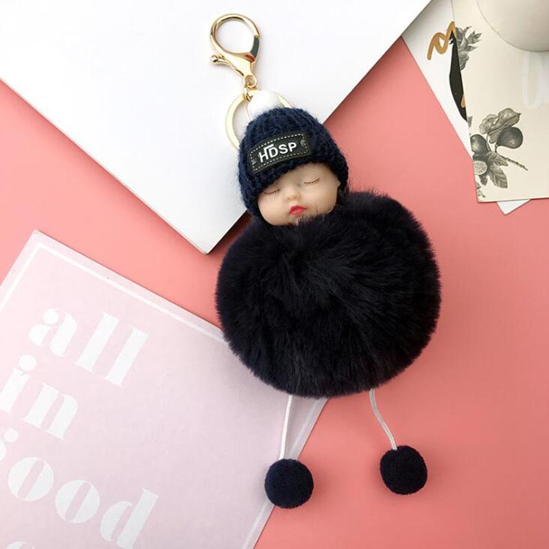 10pcs/Lot Party Favors Dream Doll Sleep Cuteness Baby Hair Ball Key Chain For Diy Bag Charm And Car Keyring Accessory Small Gift