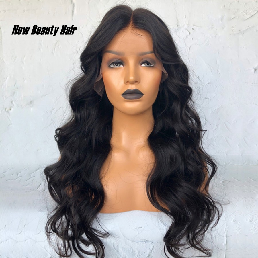 High Quality Black Long Loose Wave Synthetic Lace Front Wigs with Baby Hair 180% Full Density Heat Resistant Wigs For Women 26 Inches