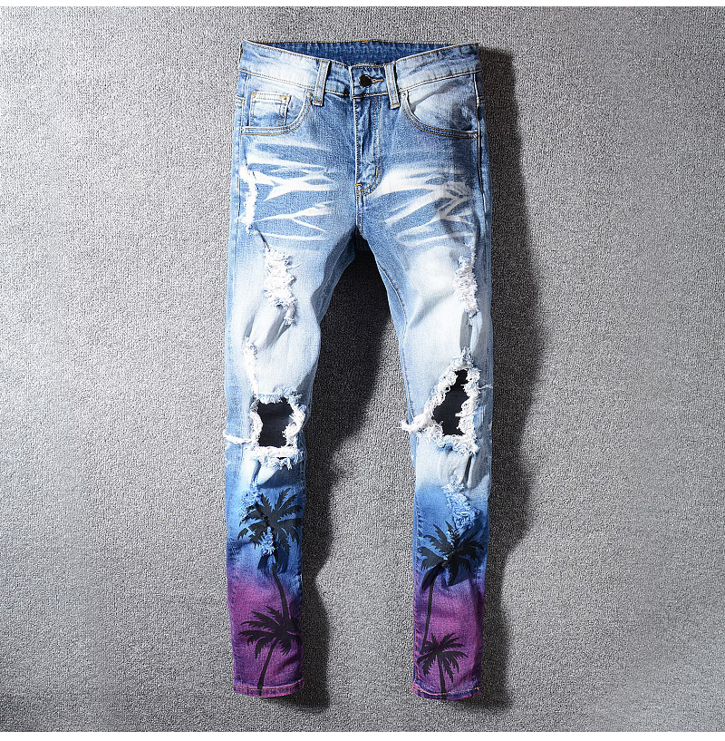luxury designer denim jeans Coconut palm print color fashion men cultivate morality bad stretch denim jeans hole hole designer, 597
luxury designer denim jeans Coconut palm print color fashion men cultivate morality bad stretch denim jeans hole hole designer, 597