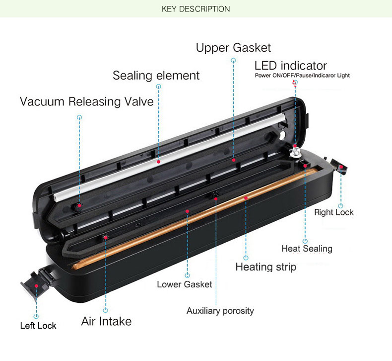 Beijamei 220V 110V Electric Vacuum Food Sealers Home Commercial Vacuum Sealing Fresh Packaging Machine Food Saver Packer