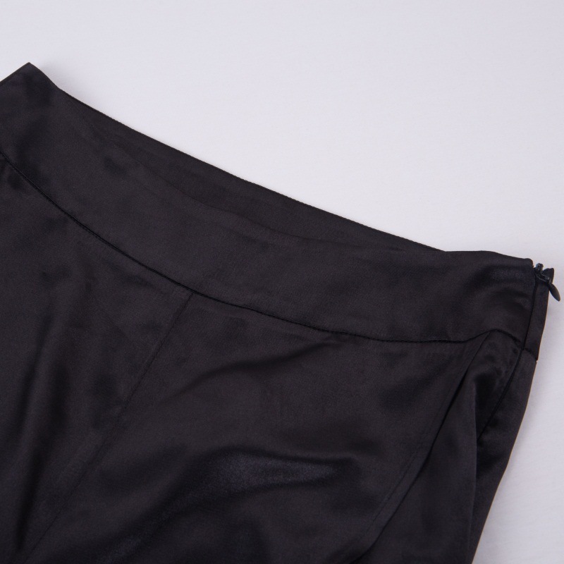 Boofeenaa Satin Silk Sexy 2 Piece Black Crop Top Split Wide Leg Pants Set Club Outfit Matching Sets For Women Overall Set C66ac2 C19041601