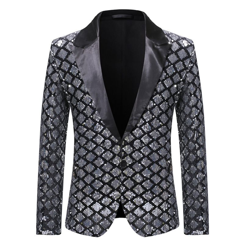 Mens Sliver Sequins Plaid Suit Blazer Jacket Slim Fit One Button Blazer Men DJ Club Stage Singer Suit Jacket Male Hombre, Black
Mens Sliver Sequins Plaid Suit Blazer Jacket Slim Fit One Button Blazer Men DJ Club Stage Singer Suit Jacket Male Hombre, Black
