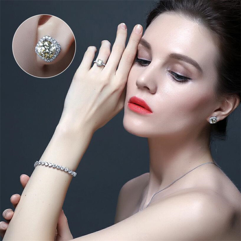1CT New Arrival Hot Sale Sparkling Luxury Jewelry Real 925 Sterling Silver Three Color 5A Cubic Zircon Popular CZ Diamond Women Stud Earring
