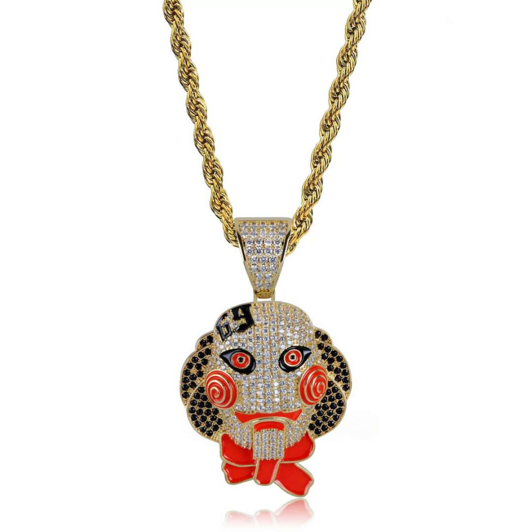 hip hop 6ix9ine the movie saw mask pendant necklaces for men luxury diamonds 69 pendants 18k gold plated copper zircon necklace je