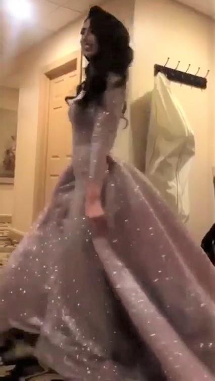 Modest Mermaid Prom Dresses 2019 New Sweep Train Jewel Neck Sparkle Formal Evening Gowns With Detachable Skirt Long Sleeves Party Gowns