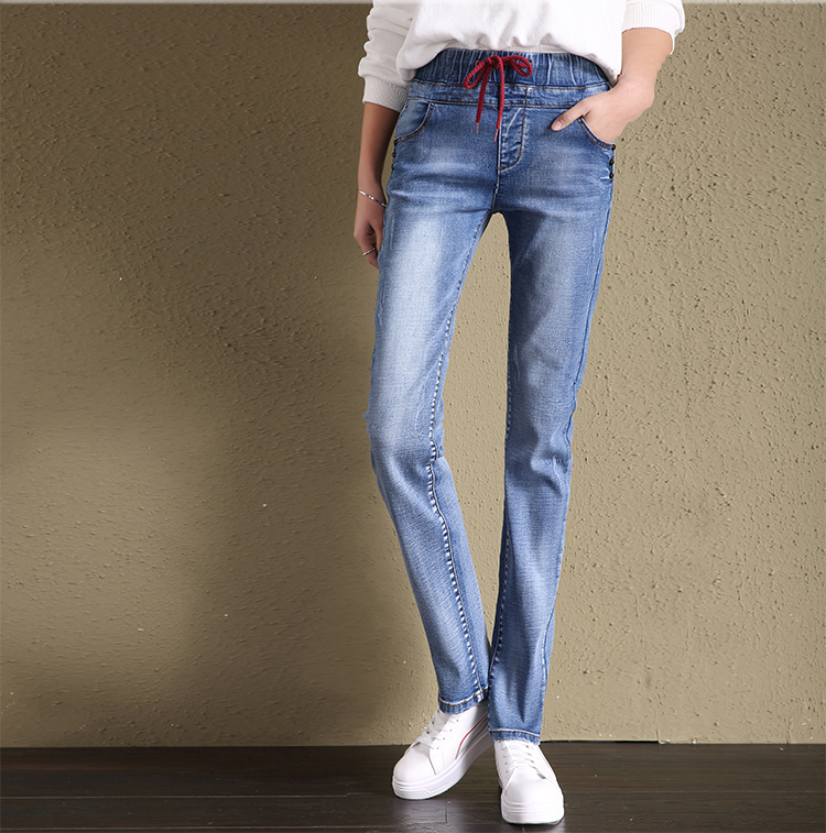 Lake Blue For Spring Straight Jeans Loose Version Of Elastic Waist Trousers Of Female College Wind Stretch Pants
Lake Blue For Spring Straight Jeans Loose Version Of Elastic Waist Trousers Of Female College Wind Stretch Pants
