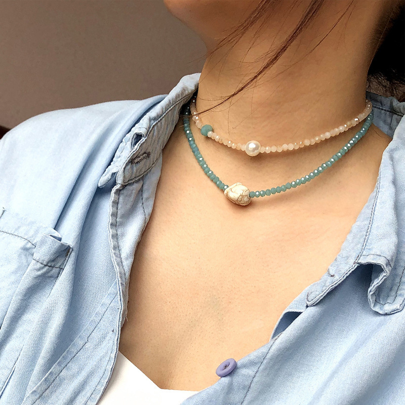 Exaggerated ornaments geometric crystal necklace female handmade beads Turquoise Pearl combination choker collar, Mixed colors
Exaggerated ornaments geometric crystal necklace female handmade beads Turquoise Pearl combination choker collar, Mixed colors