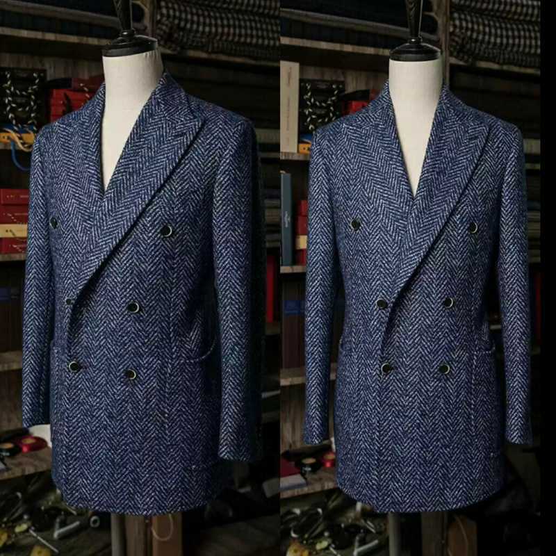 2020 Handsome Men's Navy Blue Herringbone Suits Wool Blend Vintage Double-breasted Wide Lapel, Beige
2020 Handsome Men's Navy Blue Herringbone Suits Wool Blend Vintage Double-breasted Wide Lapel, Beige