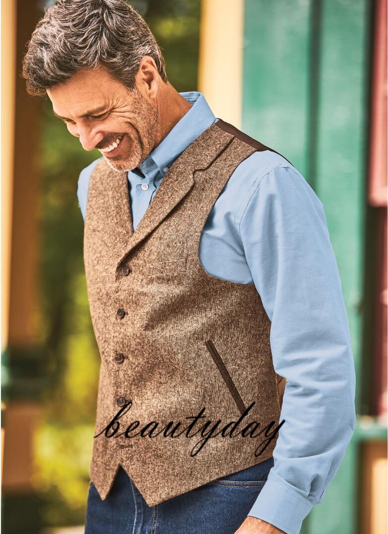 2020 Fashion Brown Groom Vests Country Wedding Wool Herringbone Tweed Slim Fit Men's Vest For Suit Dress Waistcoat Farm Groomsmen Attire, As pictures
2020 Fashion Brown Groom Vests Country Wedding Wool Herringbone Tweed Slim Fit Men's Vest For Suit Dress Waistcoat Farm Groomsmen Attire, As pictures