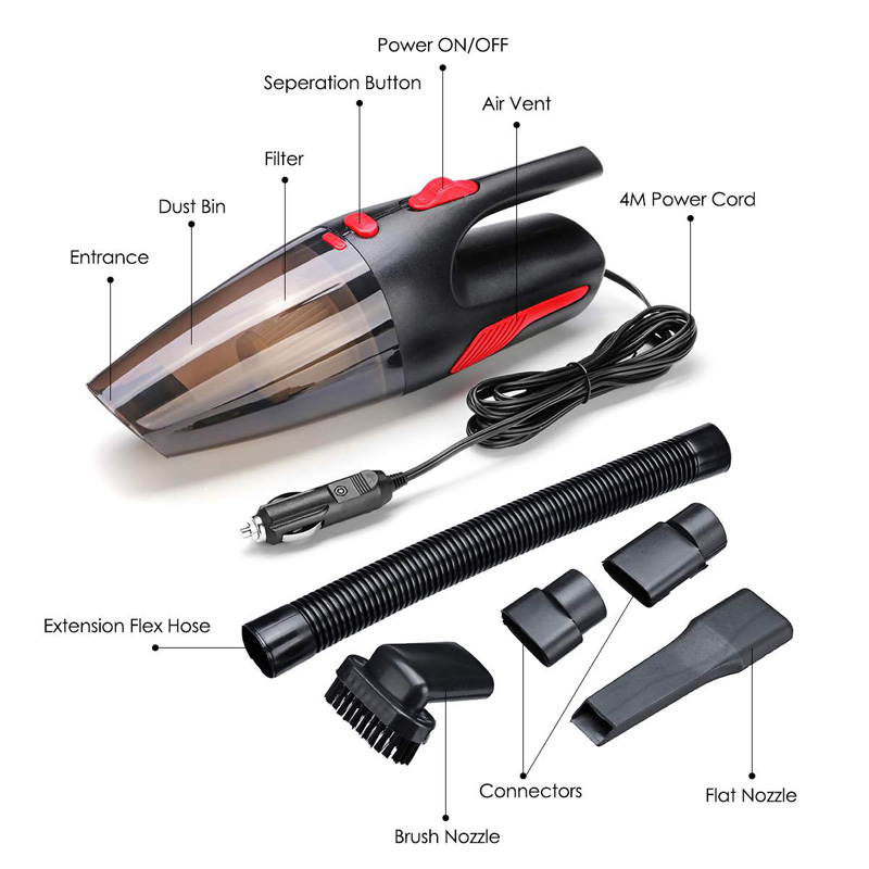 120W Car Wireless Vacuum Cleaner Handheld Portable Rechargeable Vacuum Cleaner Easy Using Quick Charge Wet Dry For Car Home