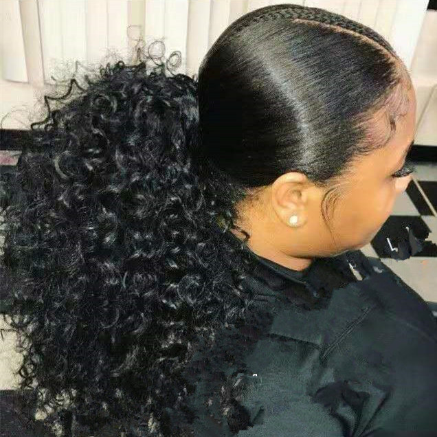 Afro Kinky Curly human hair ponytail extensions Kinky Curly drawstring human hair ponytail hairpieces curly clip in ponytail hair piece