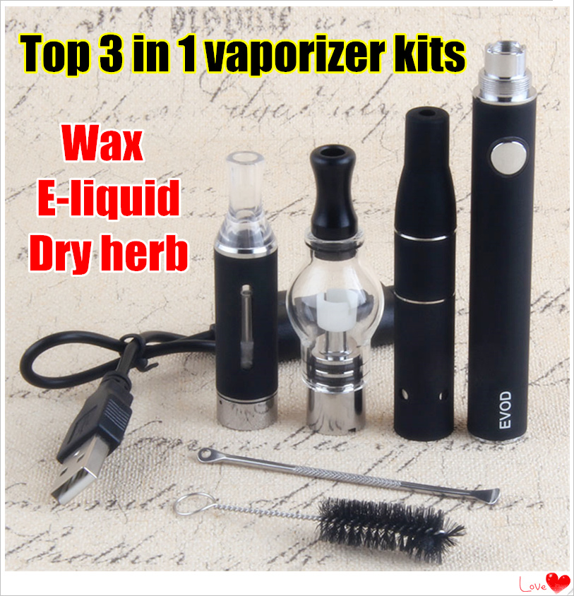 MOQ 2Pcs 3 in 1 Wax Vaporizer Pen Kit Dry Herb electronic cigarettes with atomizer MT3 Glass atomizers EVOD Battery 650mah 900mah 1100mah
MOQ 2Pcs 3 in 1 Wax Vaporizer Pen Kit Dry Herb electronic cigarettes with atomizer MT3 Glass atomizers EVOD Battery 650mah 900mah 1100mah