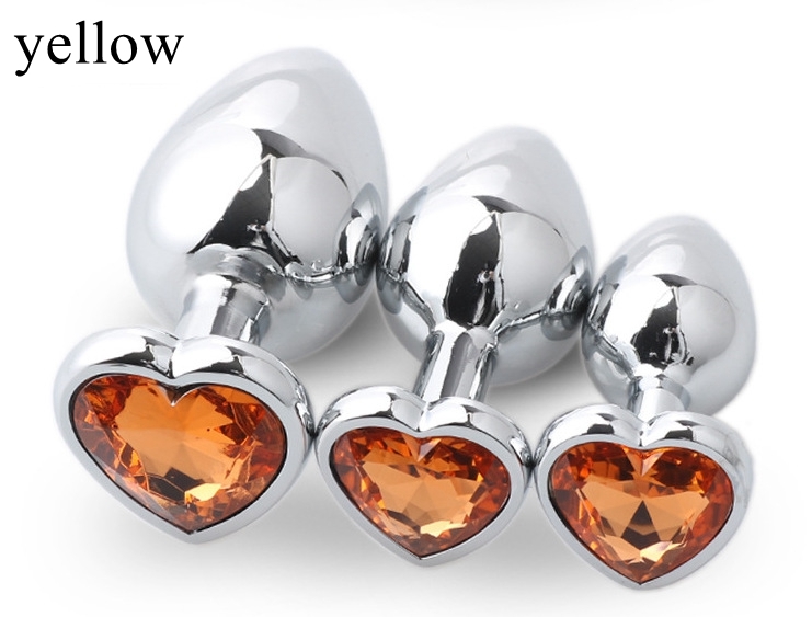 3pcs/Set Metal Butt Plug Heart-shaped Anal Plug Beads Crystal Heart Stimulator Sex Toys Dildo Anal Plug Gay Sex Products Y200421