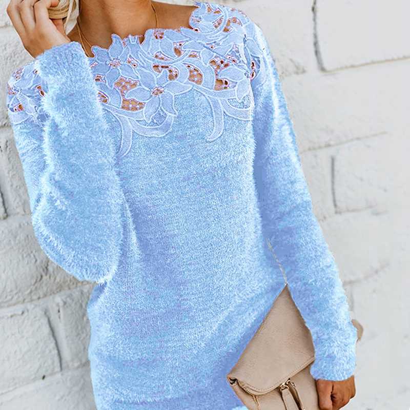 Fashion Long Sleeve Autumn Winter Black Jumper Lace Patchwork Sweater Women' Knitted Sweater Pullover Off-shoulder Knitwear
Fashion Long Sleeve Autumn Winter Black Jumper Lace Patchwork Sweater Women' Knitted Sweater Pullover Off-shoulder Knitwear
