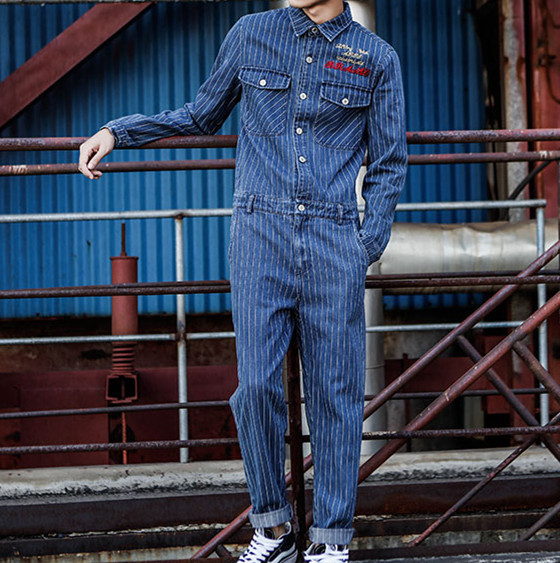 Jeans Jumpsuits Men Spring Autumn Long Sleeve One Piece Overalls Mens Denim Jumpsuit Rompers Striped Casual Street Male Clothes, Blue
Jeans Jumpsuits Men Spring Autumn Long Sleeve One Piece Overalls Mens Denim Jumpsuit Rompers Striped Casual Street Male Clothes, Blue