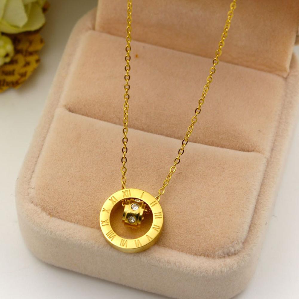 Fashion- lovely Roman Numerals Round Pendant Necklace Link Chain Clothing Accessories