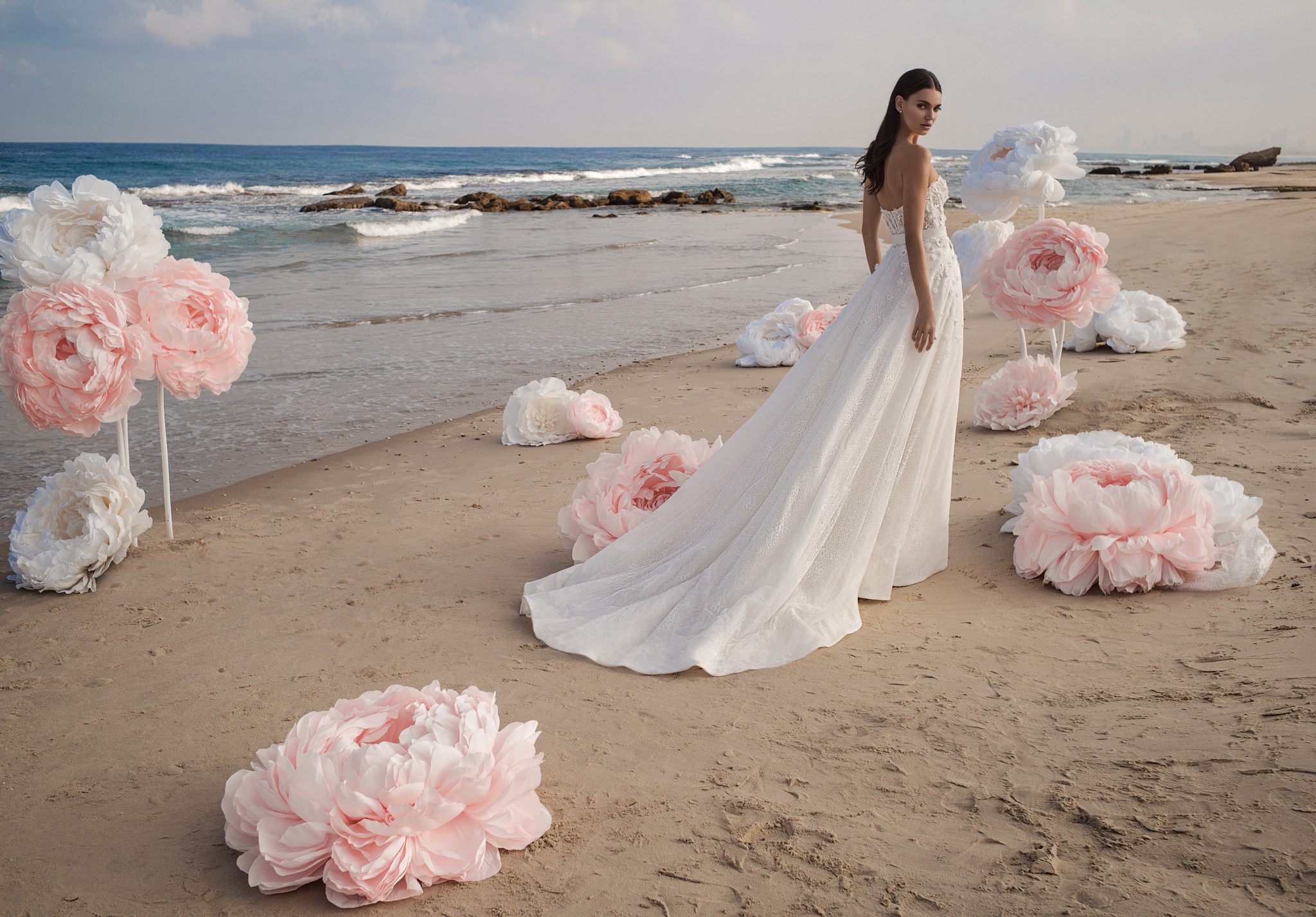 2019 Berta Mermaid Wedding Dresses With Detachable Overskirts Lace 3D Floral Applique Beads Beach Wedding Dress vestito da sposa Bridal Gown