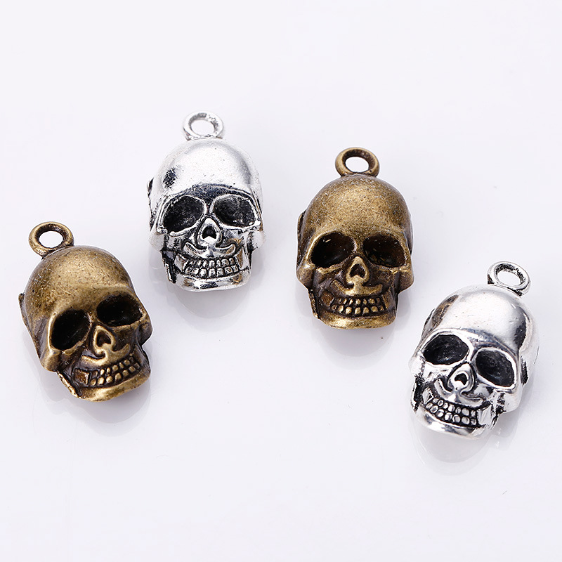 100pcsbag Ancient Silver Bronze 2012mm Skeleton Skull Charms Pendants Designer Jewelry Making Necklace Bracelet Accessories
