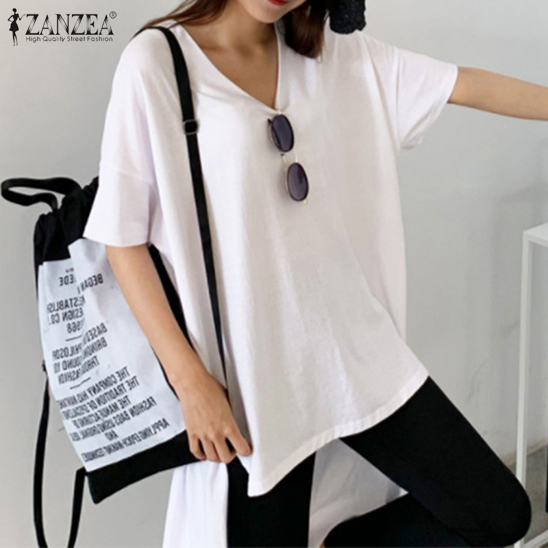 5XL 2020 Summer Solid Shirt Vestidos Fashion Short Sleeve Tunic Tops ZANZEA Women V Neck High Low Blouse Female Blusas Chemise, Black
5XL 2020 Summer Solid Shirt Vestidos Fashion Short Sleeve Tunic Tops ZANZEA Women V Neck High Low Blouse Female Blusas Chemise, Black