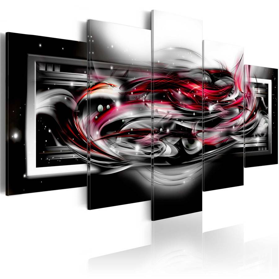 Abstract Canvas Wall Decoration Poster Black and Red Art Print 5 Panels HD Printed for Home Decor Room Wall Pictures ,(No Frame)