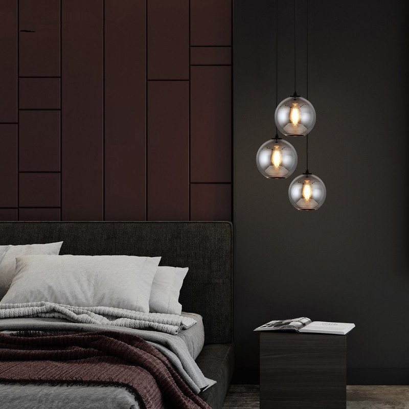 Modern Smoke Gray Glass Pendant Lights for Living Room Nordic Led Hanglamp Loft Industrial Hanging Lamp Home Decor Luminaire E27
