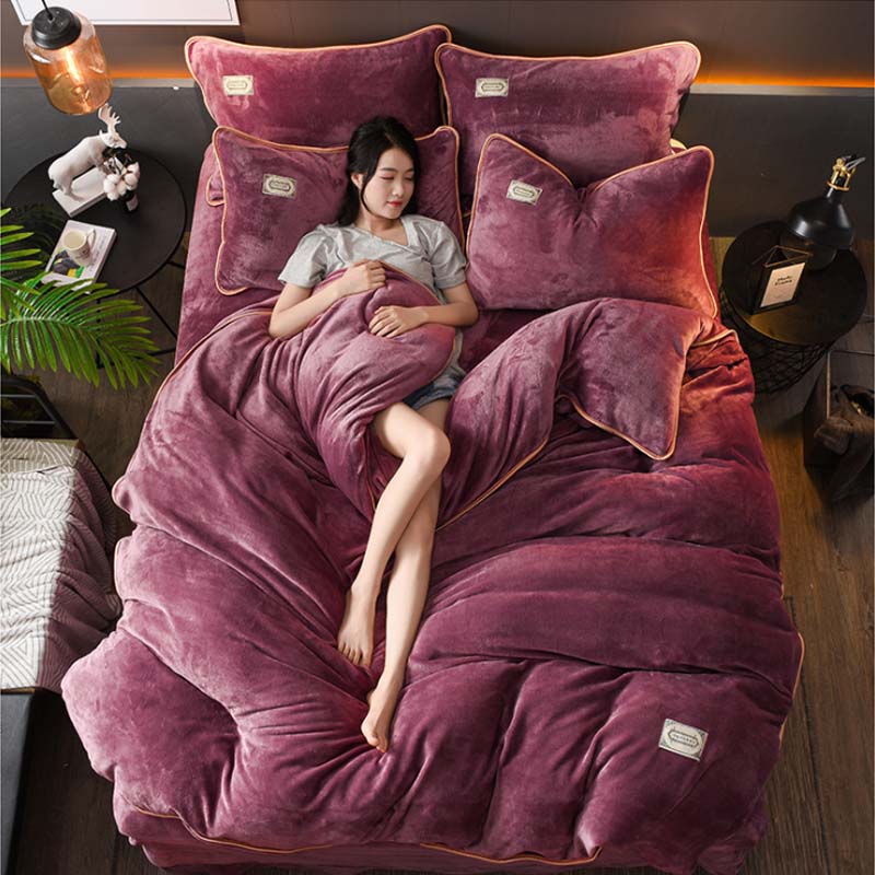 FB18002 New Winter Fleece Bedding Set AB Side Flannel Bed Linen Velvet Bedcloth Pure Color Home Textile Duvet Cover, Purple
FB18002 New Winter Fleece Bedding Set AB Side Flannel Bed Linen Velvet Bedcloth Pure Color Home Textile Duvet Cover, Purple