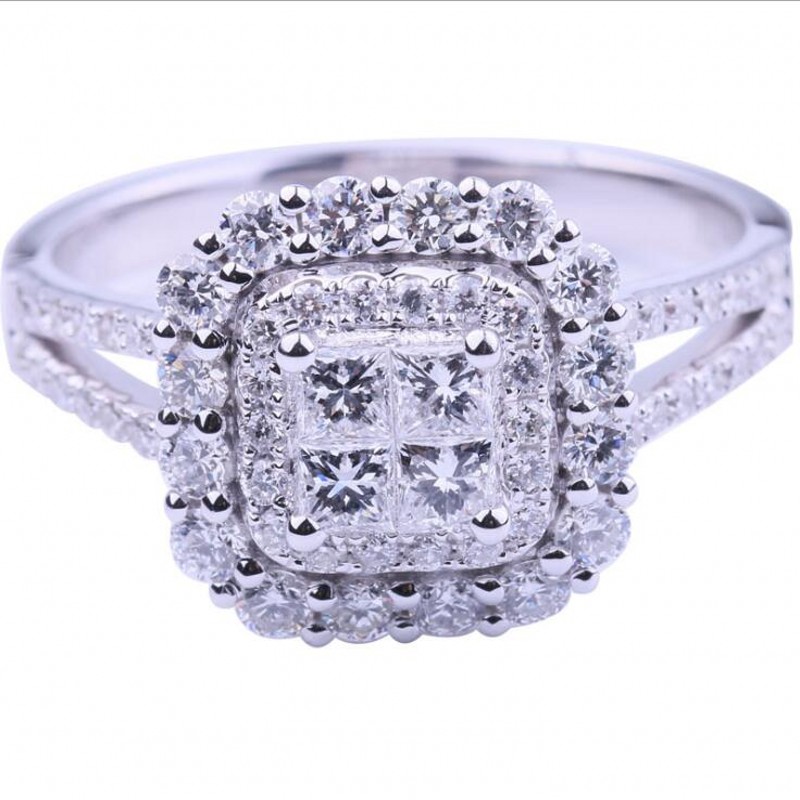 Sparkling Luxury Jewelry 925 Sterling Silver Princess Cut White Topaz CZ Diamond Eternity Women Wedding Bridal Ring for Lovers' Gift