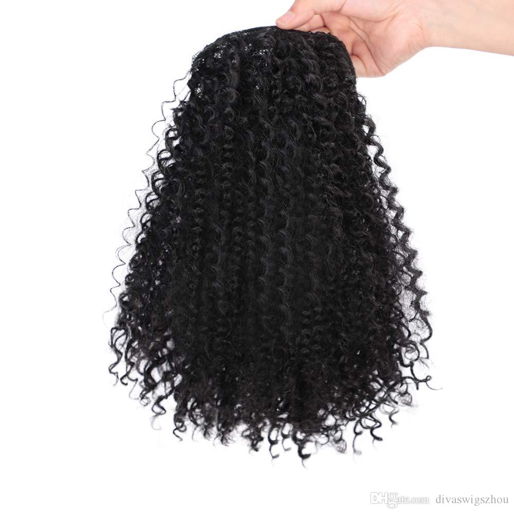Diva Naturel curly ponytail brazilian hair, Natural black kinky curly sleek ponytail drawstring clip in easy hairstyle 120g