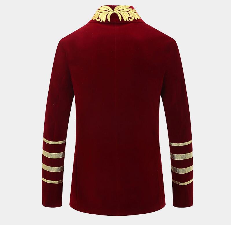 gentleman burgundy velvet gold embroidered tuxedo jacket fashion mens suits just one piece custom made mens coat