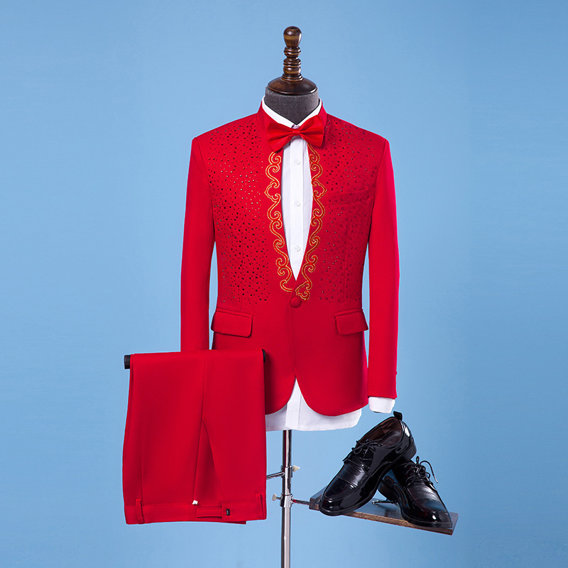 Newest Handsome Mens Designer Suits Appliqued Sequins Damier Check 2-Pieces Gentleman Groom Tuxedos Customized Best Man Business Men Suits