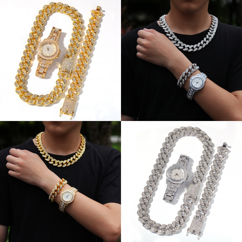 Kimter Bling Rhinestone Necklace Bracelet Watch for Men Cuban Chain Hip Hop Jewelry Women Charm Watches Bracelets Necklaces Free DHL M986F
Kimter Bling Rhinestone Necklace Bracelet Watch for Men Cuban Chain Hip Hop Jewelry Women Charm Watches Bracelets Necklaces Free DHL M986F