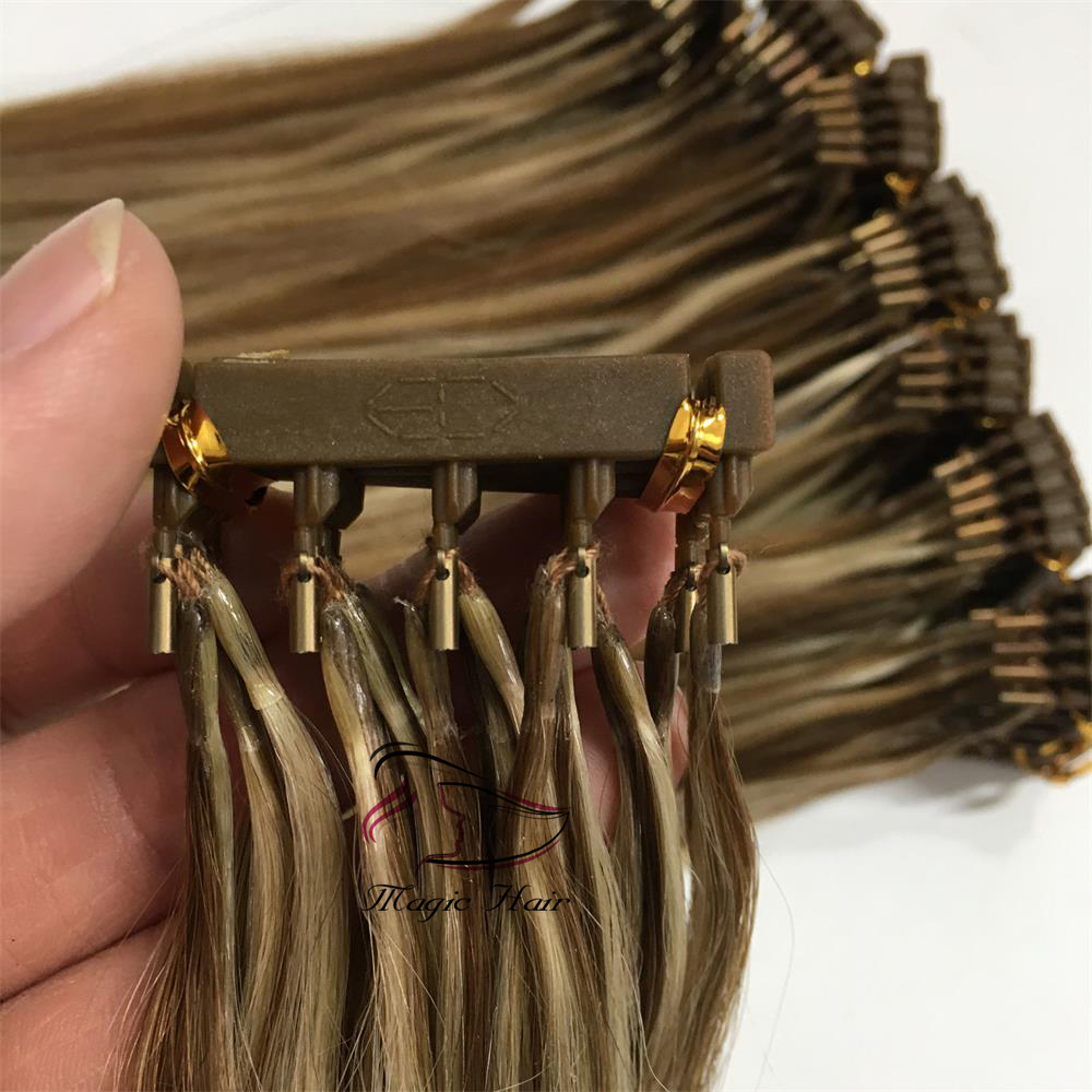 2019 New Products Hair Second Customized Color Available 6D Human Hair Extensions P6/613# Highlight 50grams/bag Can Be Styled With Iron
