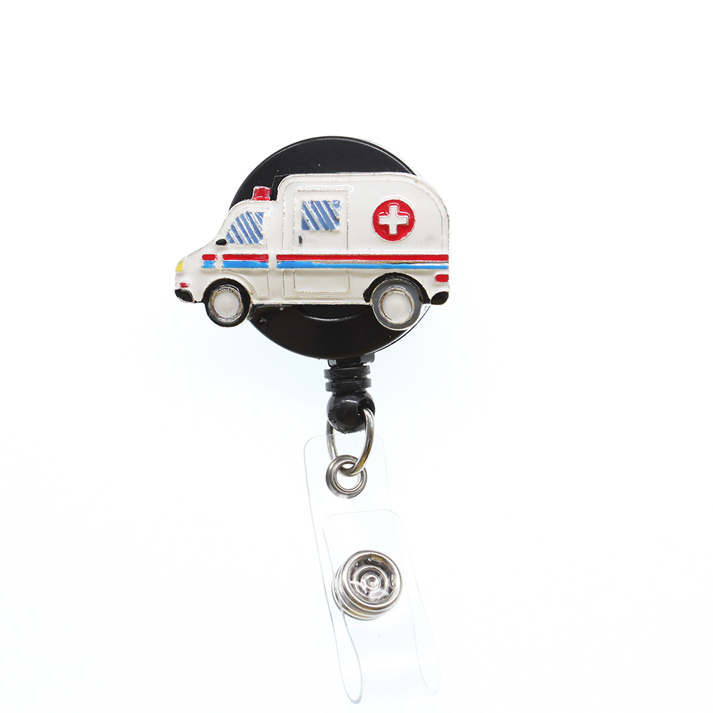 10PCS/Lot Key Rings Enamel Rhinestone Ambulance Windmill Stomach Shape ID Badge Holder With Alligator Clip Yoyo retractable reel Name Badge Reels