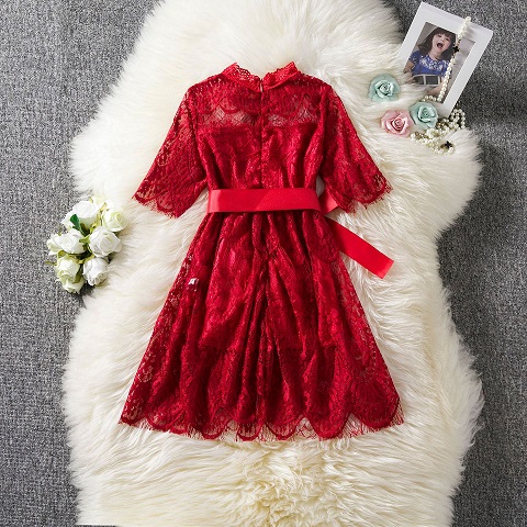Girls Designer Dress Lace Princess Dress for Kids Bow Five-point Sleeve Skirt British Style New Fashion Style Good Quality 2019 Fall, Red
Girls Designer Dress Lace Princess Dress for Kids Bow Five-point Sleeve Skirt British Style New Fashion Style Good Quality 2019 Fall, Red