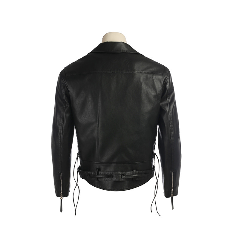 Movie Terminator 2: T800 Cosplay Costumes Terminator Jackets Black PU Leather Jacket Motorcycle Coat fot Men clothing