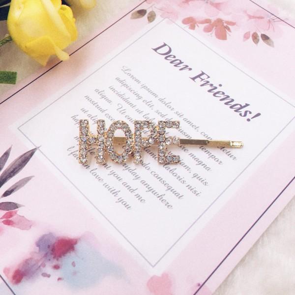 Word Rhinestones Hairpins Girl Crystal Letter Bobby Pins Metal Glitter Hair Barrettes Sparkly Hair Accessories for Ladies
